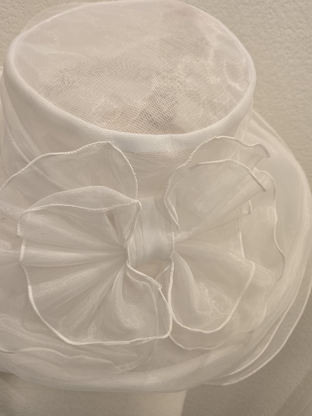 White Organza Floral Accent Women's Dress Hat